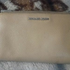 Michael koes wristlet with strap tan leather conti